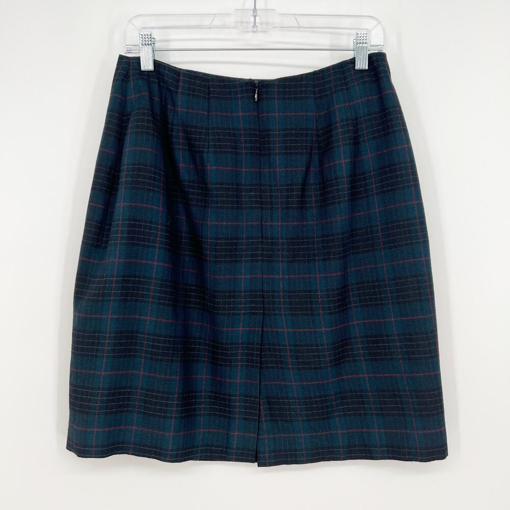 Vtg David N Wool Blend Skirt Suit 2 pc Set Womens Fit M Blue Black Plaid Blazer - Picture 6 of 10
